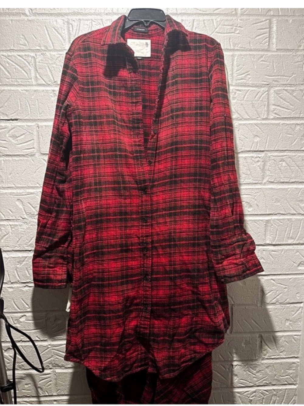 R13 Tie Waist Midi Shirt Dress - Red/Black Plaid Size XS - Picture 2 of 12